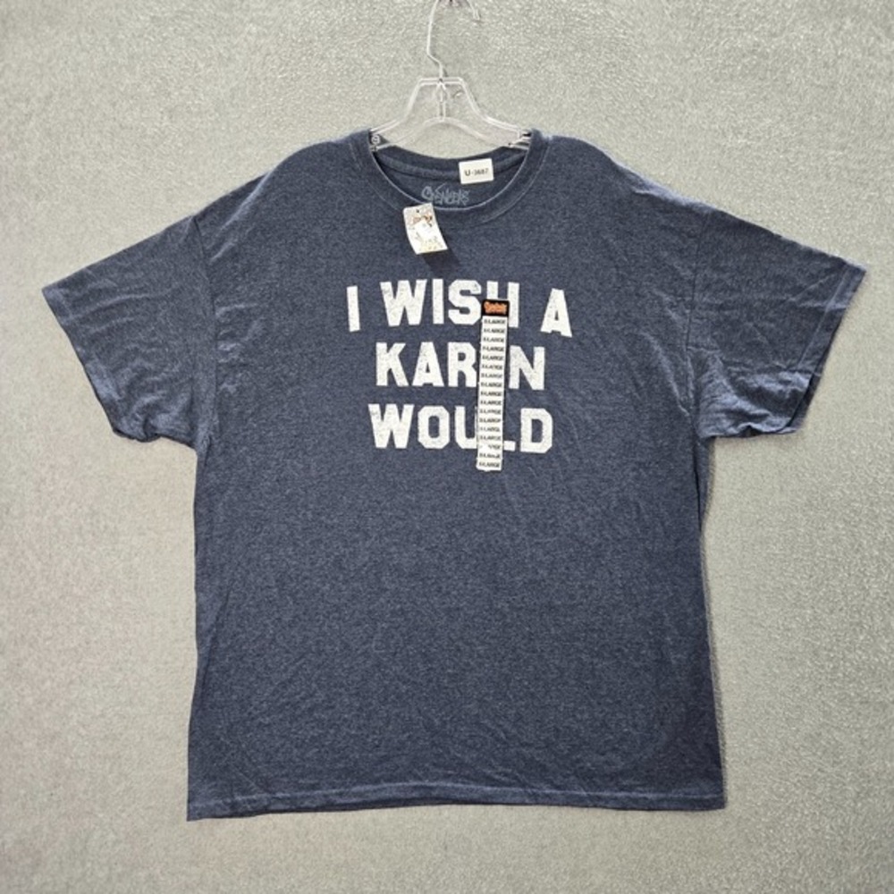 Spencers Men Shirt XL Blue I Wish A Karen Would Short Sleeve Tee NWT